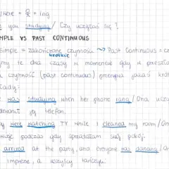 Porównanie past simple i past continuous: czynności zakończone vs. trwające, przerywane krótkimi. Przykład: "She was studying when her phone rang.