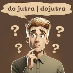 Zamyślony mężczyzna z pytajnikami wokół głowy zastanawia się, czy coś wydarzy się pojutrze czy po jutrze.