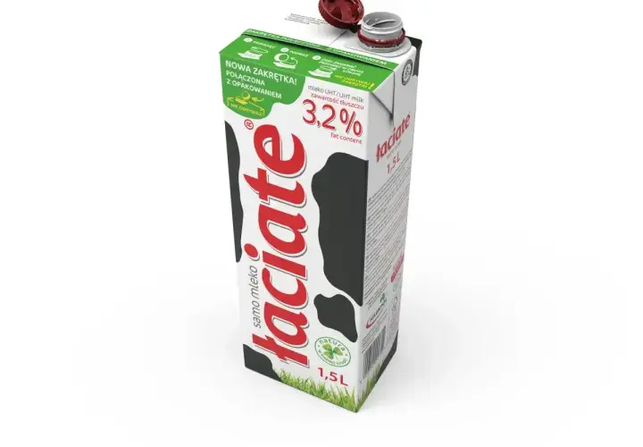 Mleko szkolne Łaciate 3,2% 1,5L. Gdzie kupić? Wygodne opakowanie z połączoną zakrętką.