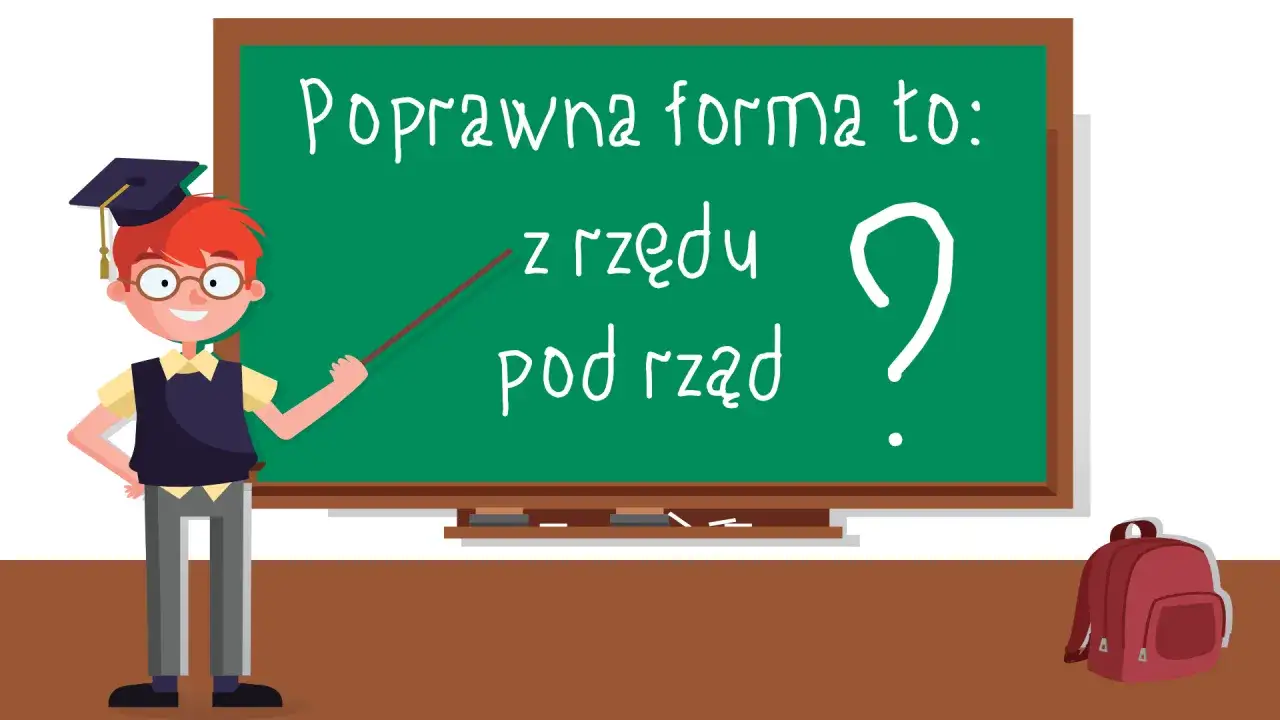 Nauczyciel z tablicą, na której widnieje pytanie: